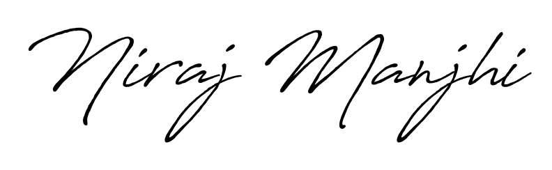 Give your name Niraj Manjhi an exquisite flair with the Antro_Vectra_Bolder script font. Ideal for contracts, resumes, and formal letterheads. Niraj Manjhi signature style 7 images and pictures png