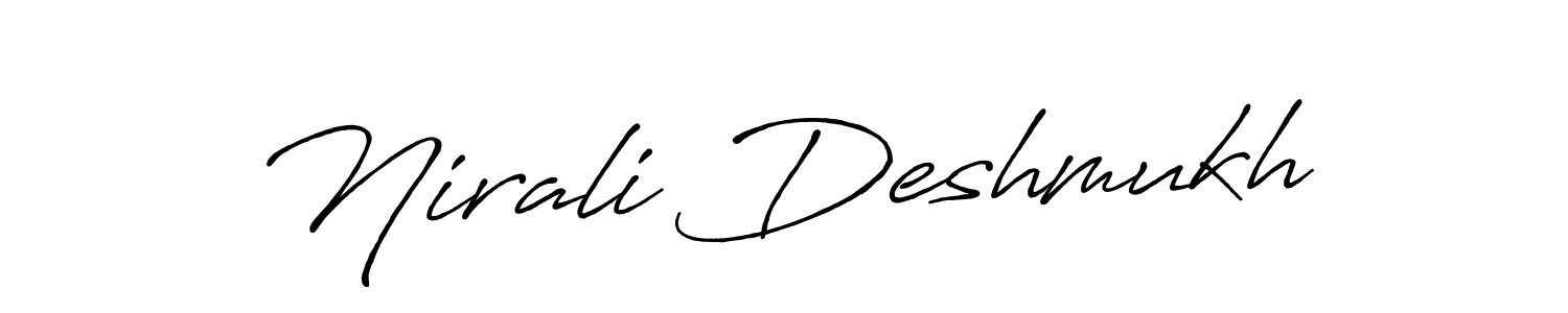 How to make Nirali Deshmukh name signature. Use Antro_Vectra_Bolder style for creating short signs online. This is the latest handwritten sign. Nirali Deshmukh signature style 7 images and pictures png