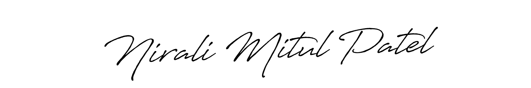 Create a beautiful signature design for name Nirali Mitul Patel. With this signature (Antro_Vectra_Bolder) fonts, you can make a handwritten signature for free. Nirali Mitul Patel signature style 7 images and pictures png
