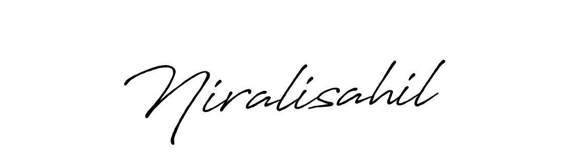 if you are searching for the best signature style for your name Niralisahil. so please give up your signature search. here we have designed multiple signature styles  using Antro_Vectra_Bolder. Niralisahil signature style 7 images and pictures png