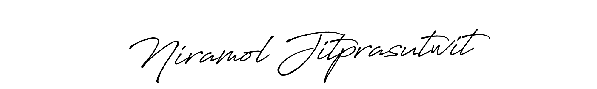 How to make Niramol Jitprasutwit name signature. Use Antro_Vectra_Bolder style for creating short signs online. This is the latest handwritten sign. Niramol Jitprasutwit signature style 7 images and pictures png