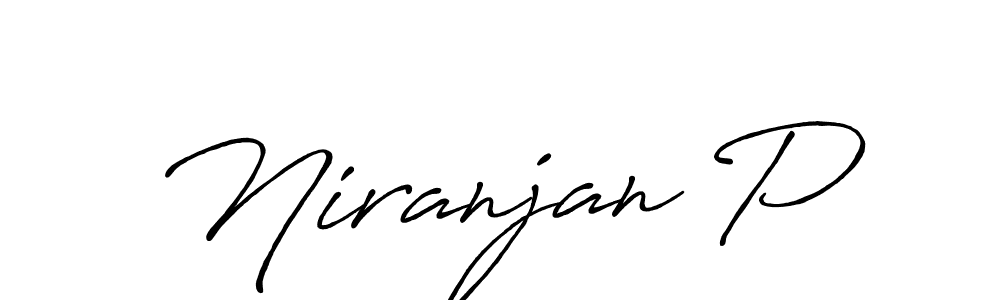 Make a beautiful signature design for name Niranjan P. With this signature (Antro_Vectra_Bolder) style, you can create a handwritten signature for free. Niranjan P signature style 7 images and pictures png