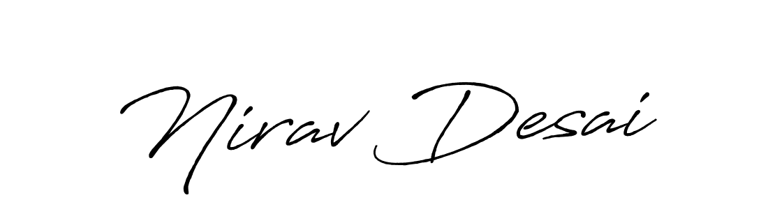 How to make Nirav Desai name signature. Use Antro_Vectra_Bolder style for creating short signs online. This is the latest handwritten sign. Nirav Desai signature style 7 images and pictures png