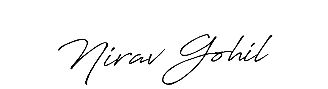 How to make Nirav Gohil signature? Antro_Vectra_Bolder is a professional autograph style. Create handwritten signature for Nirav Gohil name. Nirav Gohil signature style 7 images and pictures png