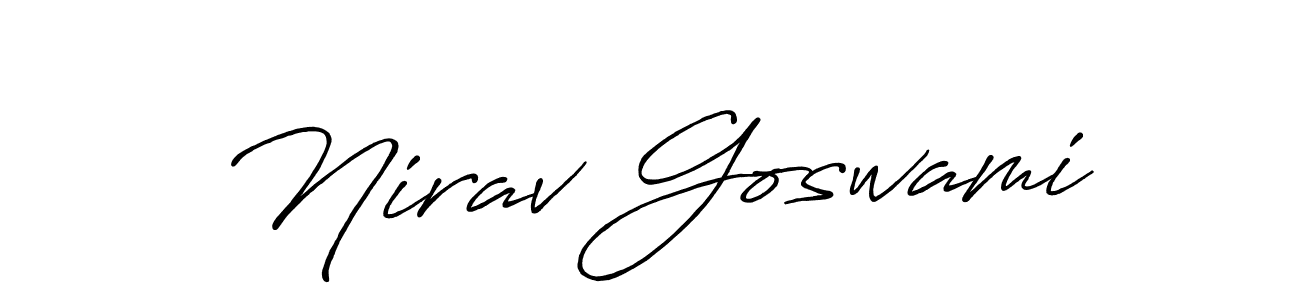 How to make Nirav Goswami name signature. Use Antro_Vectra_Bolder style for creating short signs online. This is the latest handwritten sign. Nirav Goswami signature style 7 images and pictures png