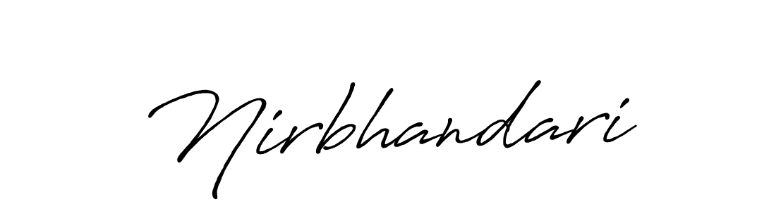 How to make Nirbhandari name signature. Use Antro_Vectra_Bolder style for creating short signs online. This is the latest handwritten sign. Nirbhandari signature style 7 images and pictures png