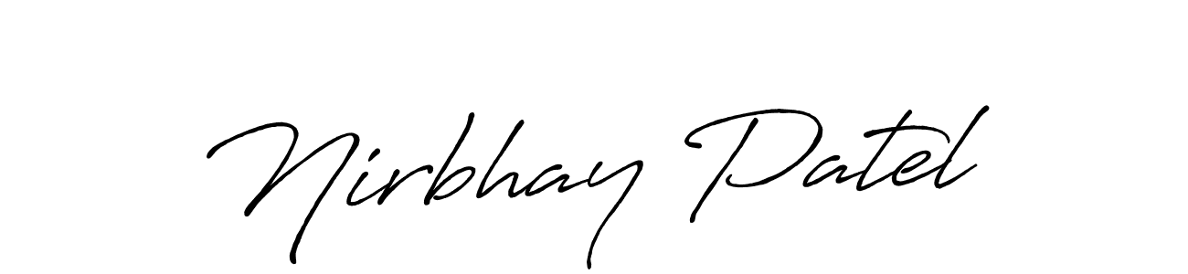 Similarly Antro_Vectra_Bolder is the best handwritten signature design. Signature creator online .You can use it as an online autograph creator for name Nirbhay Patel. Nirbhay Patel signature style 7 images and pictures png