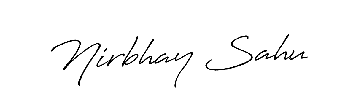 How to make Nirbhay Sahu name signature. Use Antro_Vectra_Bolder style for creating short signs online. This is the latest handwritten sign. Nirbhay Sahu signature style 7 images and pictures png