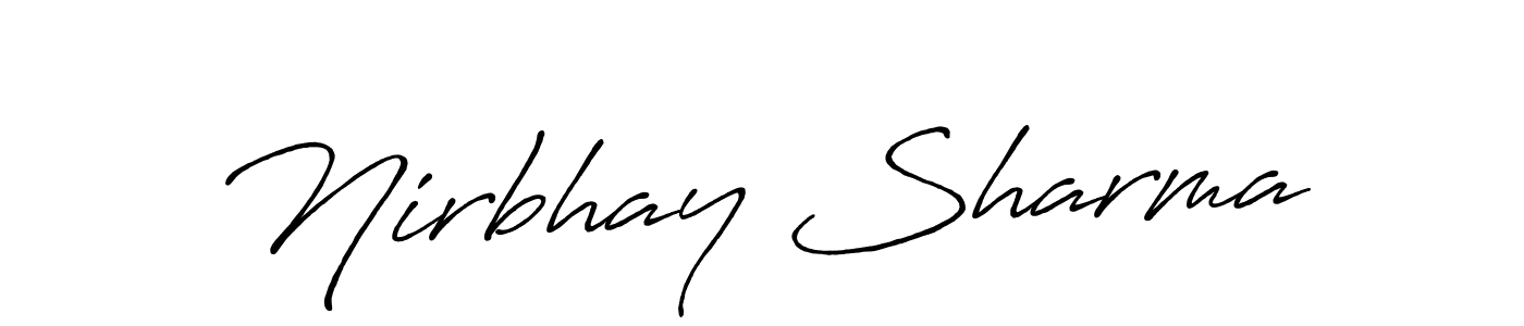 Use a signature maker to create a handwritten signature online. With this signature software, you can design (Antro_Vectra_Bolder) your own signature for name Nirbhay Sharma. Nirbhay Sharma signature style 7 images and pictures png