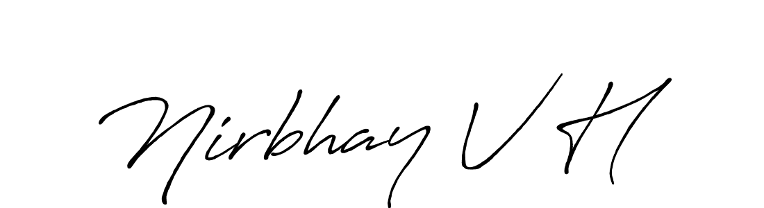 How to make Nirbhay V H name signature. Use Antro_Vectra_Bolder style for creating short signs online. This is the latest handwritten sign. Nirbhay V H signature style 7 images and pictures png