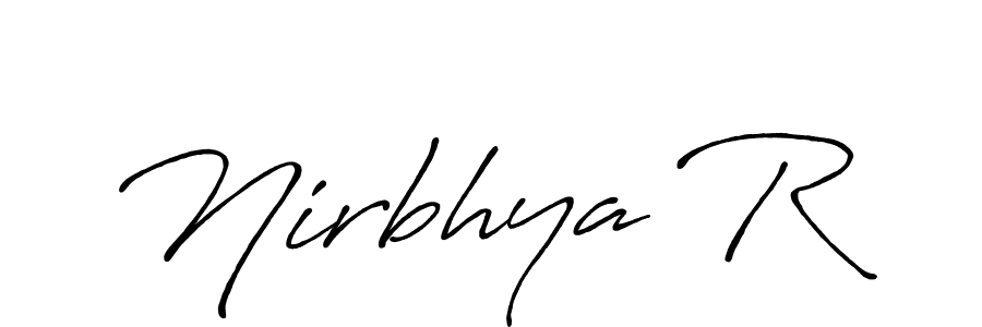 Create a beautiful signature design for name Nirbhya R. With this signature (Antro_Vectra_Bolder) fonts, you can make a handwritten signature for free. Nirbhya R signature style 7 images and pictures png