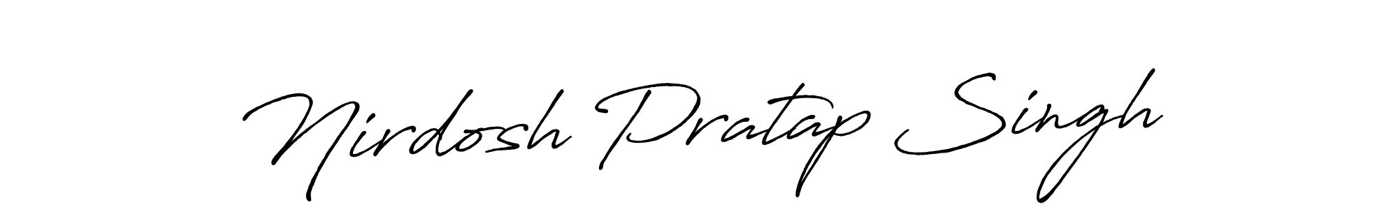 How to make Nirdosh Pratap Singh name signature. Use Antro_Vectra_Bolder style for creating short signs online. This is the latest handwritten sign. Nirdosh Pratap Singh signature style 7 images and pictures png