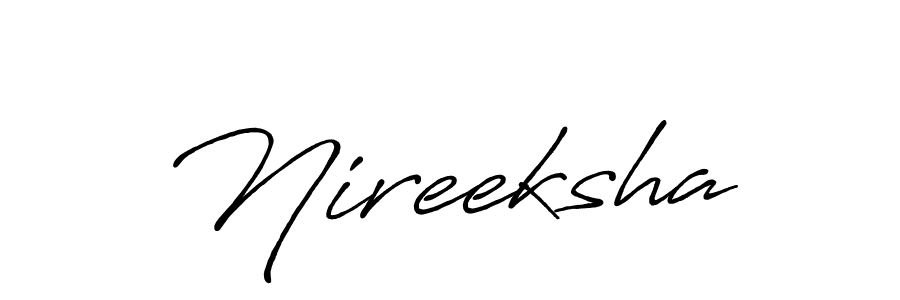 Make a beautiful signature design for name Nireeksha. With this signature (Antro_Vectra_Bolder) style, you can create a handwritten signature for free. Nireeksha signature style 7 images and pictures png