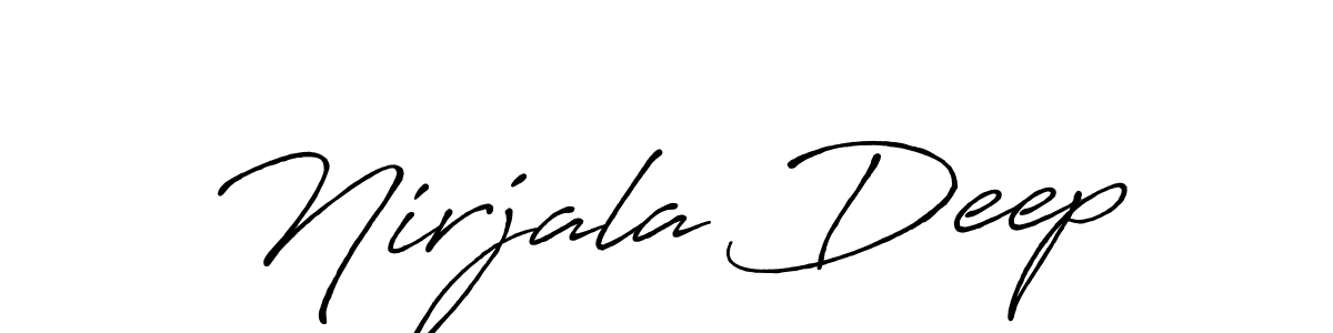 How to make Nirjala Deep name signature. Use Antro_Vectra_Bolder style for creating short signs online. This is the latest handwritten sign. Nirjala Deep signature style 7 images and pictures png