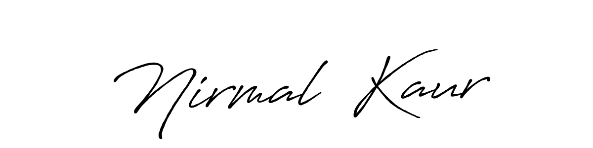 The best way (Antro_Vectra_Bolder) to make a short signature is to pick only two or three words in your name. The name Nirmal  Kaur include a total of six letters. For converting this name. Nirmal  Kaur signature style 7 images and pictures png