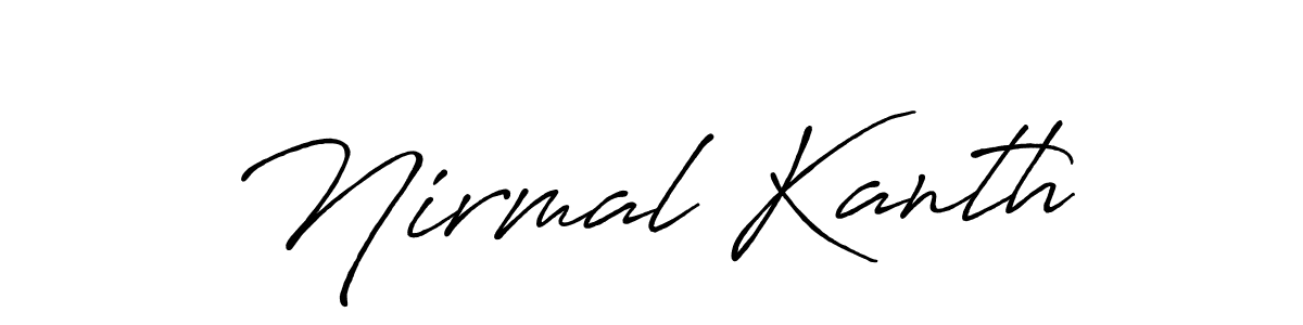 The best way (Antro_Vectra_Bolder) to make a short signature is to pick only two or three words in your name. The name Nirmal Kanth include a total of six letters. For converting this name. Nirmal Kanth signature style 7 images and pictures png
