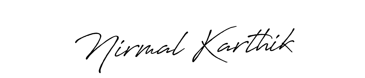 How to make Nirmal Karthik signature? Antro_Vectra_Bolder is a professional autograph style. Create handwritten signature for Nirmal Karthik name. Nirmal Karthik signature style 7 images and pictures png