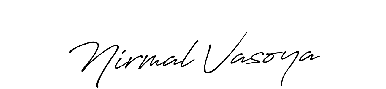 Use a signature maker to create a handwritten signature online. With this signature software, you can design (Antro_Vectra_Bolder) your own signature for name Nirmal Vasoya. Nirmal Vasoya signature style 7 images and pictures png