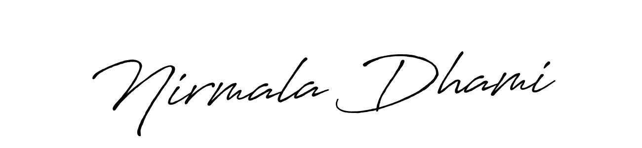 Make a beautiful signature design for name Nirmala Dhami. With this signature (Antro_Vectra_Bolder) style, you can create a handwritten signature for free. Nirmala Dhami signature style 7 images and pictures png