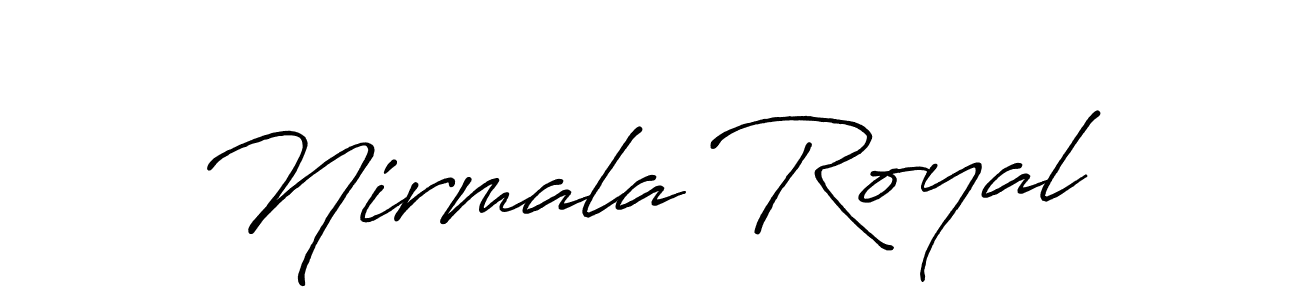 Create a beautiful signature design for name Nirmala Royal. With this signature (Antro_Vectra_Bolder) fonts, you can make a handwritten signature for free. Nirmala Royal signature style 7 images and pictures png