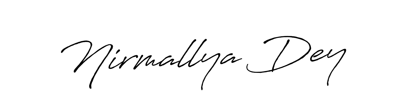 The best way (Antro_Vectra_Bolder) to make a short signature is to pick only two or three words in your name. The name Nirmallya Dey include a total of six letters. For converting this name. Nirmallya Dey signature style 7 images and pictures png