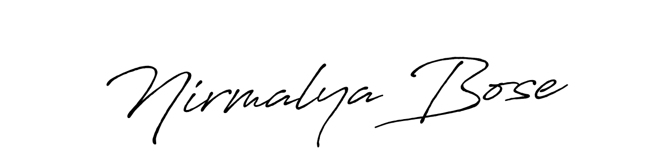 Create a beautiful signature design for name Nirmalya Bose. With this signature (Antro_Vectra_Bolder) fonts, you can make a handwritten signature for free. Nirmalya Bose signature style 7 images and pictures png