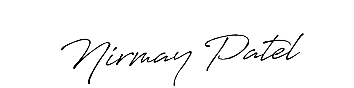 It looks lik you need a new signature style for name Nirmay Patel. Design unique handwritten (Antro_Vectra_Bolder) signature with our free signature maker in just a few clicks. Nirmay Patel signature style 7 images and pictures png
