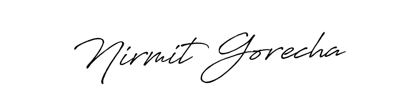 Make a beautiful signature design for name Nirmit Gorecha. With this signature (Antro_Vectra_Bolder) style, you can create a handwritten signature for free. Nirmit Gorecha signature style 7 images and pictures png