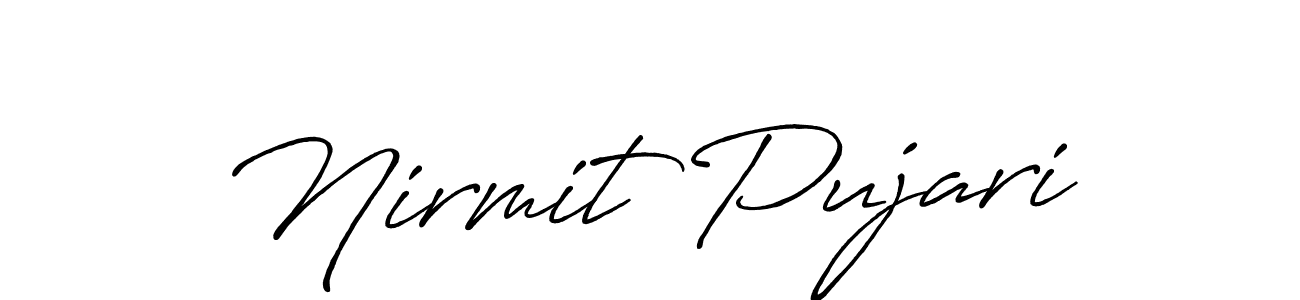 How to make Nirmit Pujari name signature. Use Antro_Vectra_Bolder style for creating short signs online. This is the latest handwritten sign. Nirmit Pujari signature style 7 images and pictures png