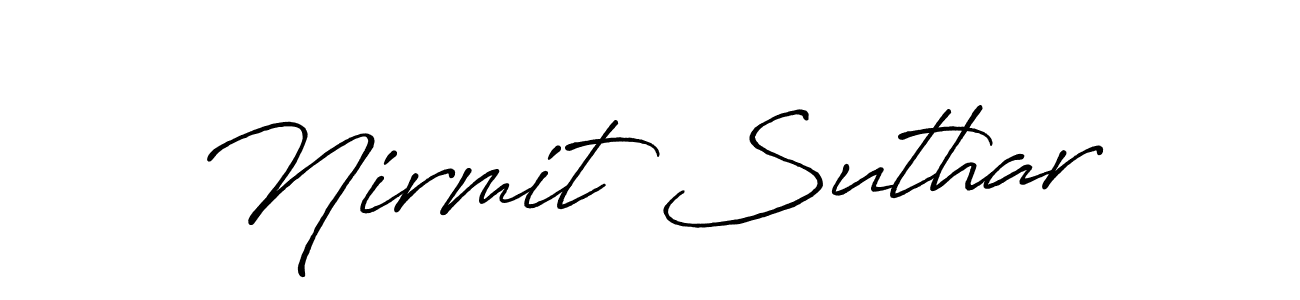 How to make Nirmit Suthar name signature. Use Antro_Vectra_Bolder style for creating short signs online. This is the latest handwritten sign. Nirmit Suthar signature style 7 images and pictures png