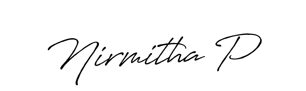 Also we have Nirmitha P name is the best signature style. Create professional handwritten signature collection using Antro_Vectra_Bolder autograph style. Nirmitha P signature style 7 images and pictures png