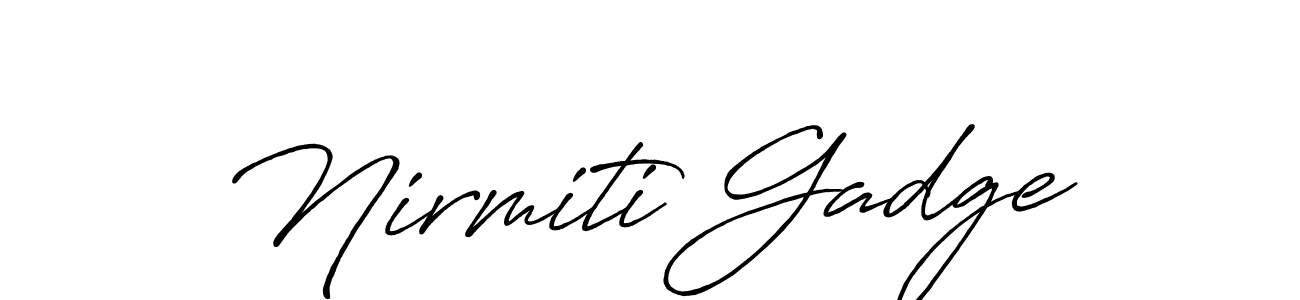 Make a beautiful signature design for name Nirmiti Gadge. With this signature (Antro_Vectra_Bolder) style, you can create a handwritten signature for free. Nirmiti Gadge signature style 7 images and pictures png