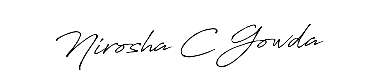 Make a beautiful signature design for name Nirosha C Gowda. With this signature (Antro_Vectra_Bolder) style, you can create a handwritten signature for free. Nirosha C Gowda signature style 7 images and pictures png