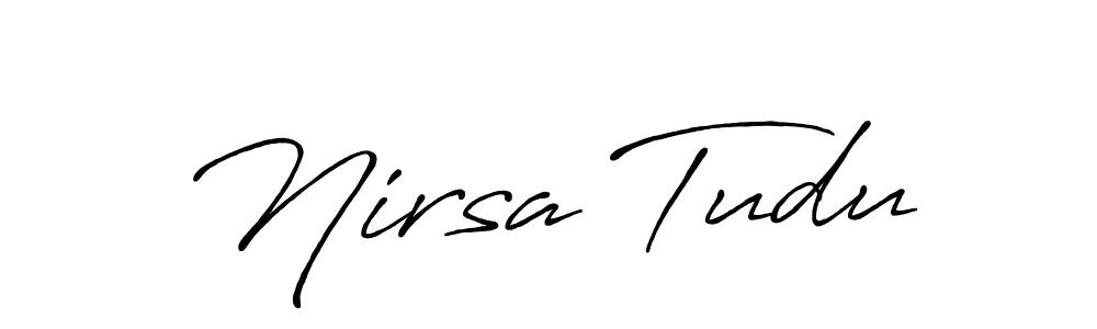 How to make Nirsa Tudu name signature. Use Antro_Vectra_Bolder style for creating short signs online. This is the latest handwritten sign. Nirsa Tudu signature style 7 images and pictures png