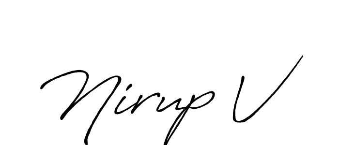 Use a signature maker to create a handwritten signature online. With this signature software, you can design (Antro_Vectra_Bolder) your own signature for name Nirup V. Nirup V signature style 7 images and pictures png