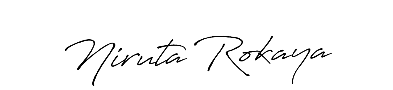 Make a beautiful signature design for name Niruta Rokaya. With this signature (Antro_Vectra_Bolder) style, you can create a handwritten signature for free. Niruta Rokaya signature style 7 images and pictures png