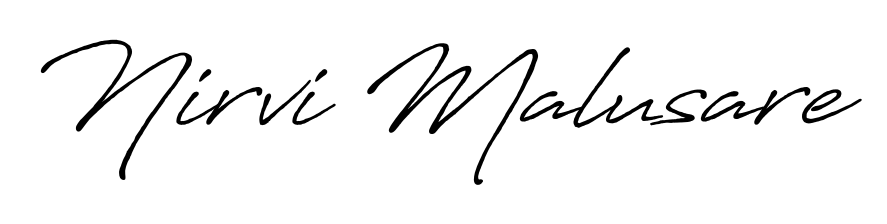 Upgrade your professional image with Nirvi Malusare signature created with Antro_Vectra_Bolder font. Fast, free, and watermark-free download. Nirvi Malusare signature style 7 images and pictures png