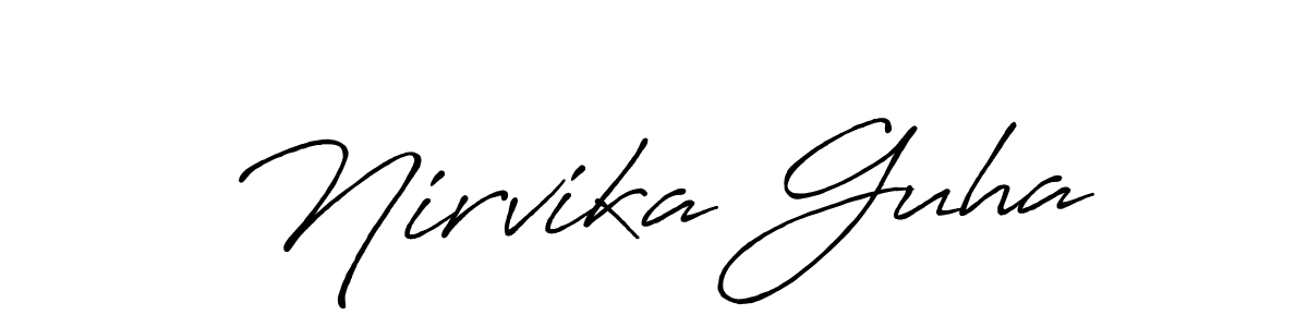 Antro_Vectra_Bolder is a professional signature style that is perfect for those who want to add a touch of class to their signature. It is also a great choice for those who want to make their signature more unique. Get Nirvika Guha name to fancy signature for free. Nirvika Guha signature style 7 images and pictures png