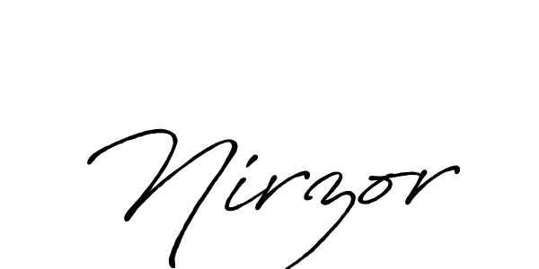 How to make Nirzor name signature. Use Antro_Vectra_Bolder style for creating short signs online. This is the latest handwritten sign. Nirzor signature style 7 images and pictures png