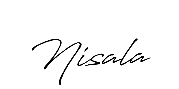 Use a signature maker to create a handwritten signature online. With this signature software, you can design (Antro_Vectra_Bolder) your own signature for name Nisala. Nisala signature style 7 images and pictures png