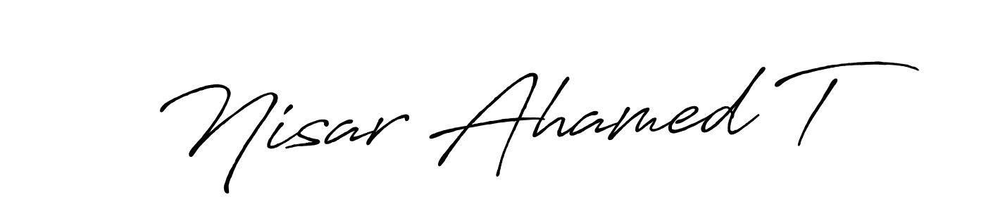 You can use this online signature creator to create a handwritten signature for the name Nisar Ahamed T. This is the best online autograph maker. Nisar Ahamed T signature style 7 images and pictures png