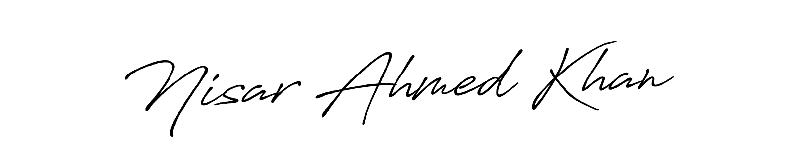 Use a signature maker to create a handwritten signature online. With this signature software, you can design (Antro_Vectra_Bolder) your own signature for name Nisar Ahmed Khan. Nisar Ahmed Khan signature style 7 images and pictures png