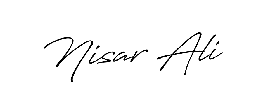 Make a beautiful signature design for name Nisar Ali. With this signature (Antro_Vectra_Bolder) style, you can create a handwritten signature for free. Nisar Ali signature style 7 images and pictures png