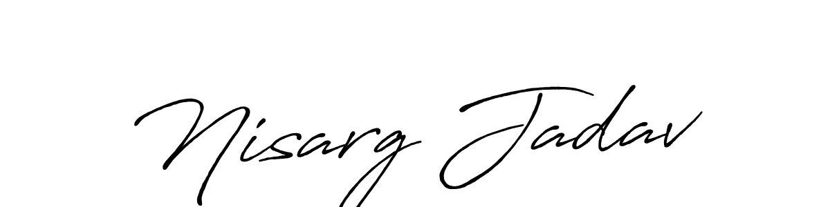 Make a beautiful signature design for name Nisarg Jadav. With this signature (Antro_Vectra_Bolder) style, you can create a handwritten signature for free. Nisarg Jadav signature style 7 images and pictures png