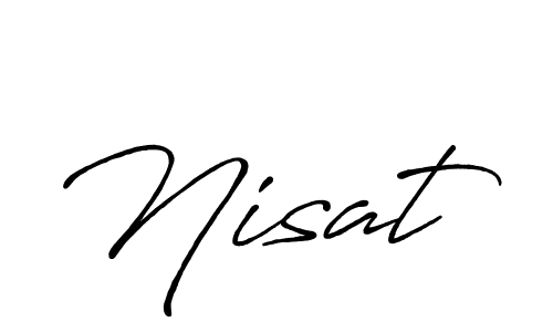 if you are searching for the best signature style for your name Nisat. so please give up your signature search. here we have designed multiple signature styles  using Antro_Vectra_Bolder. Nisat signature style 7 images and pictures png