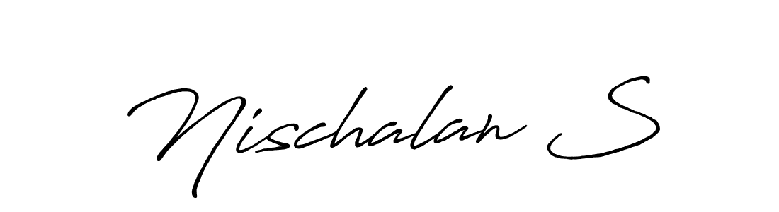 if you are searching for the best signature style for your name Nischalan S. so please give up your signature search. here we have designed multiple signature styles  using Antro_Vectra_Bolder. Nischalan S signature style 7 images and pictures png