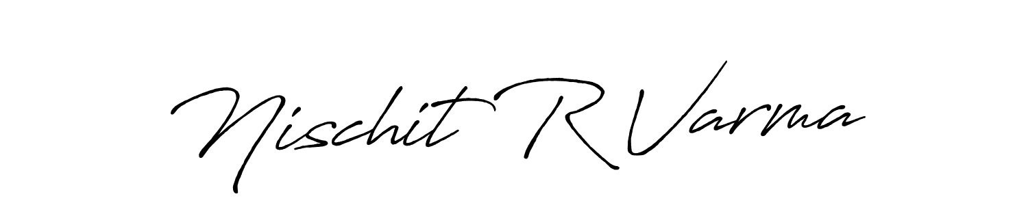 How to make Nischit R Varma name signature. Use Antro_Vectra_Bolder style for creating short signs online. This is the latest handwritten sign. Nischit R Varma signature style 7 images and pictures png
