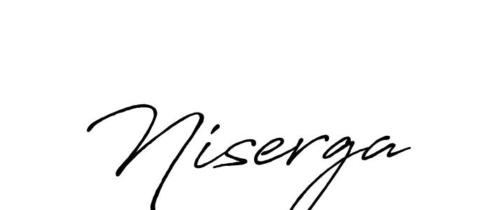 The best way (Antro_Vectra_Bolder) to make a short signature is to pick only two or three words in your name. The name Niserga include a total of six letters. For converting this name. Niserga signature style 7 images and pictures png