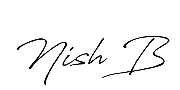 Also You can easily find your signature by using the search form. We will create Nish B name handwritten signature images for you free of cost using Antro_Vectra_Bolder sign style. Nish B signature style 7 images and pictures png