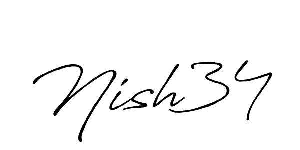 if you are searching for the best signature style for your name Nish34. so please give up your signature search. here we have designed multiple signature styles  using Antro_Vectra_Bolder. Nish34 signature style 7 images and pictures png
